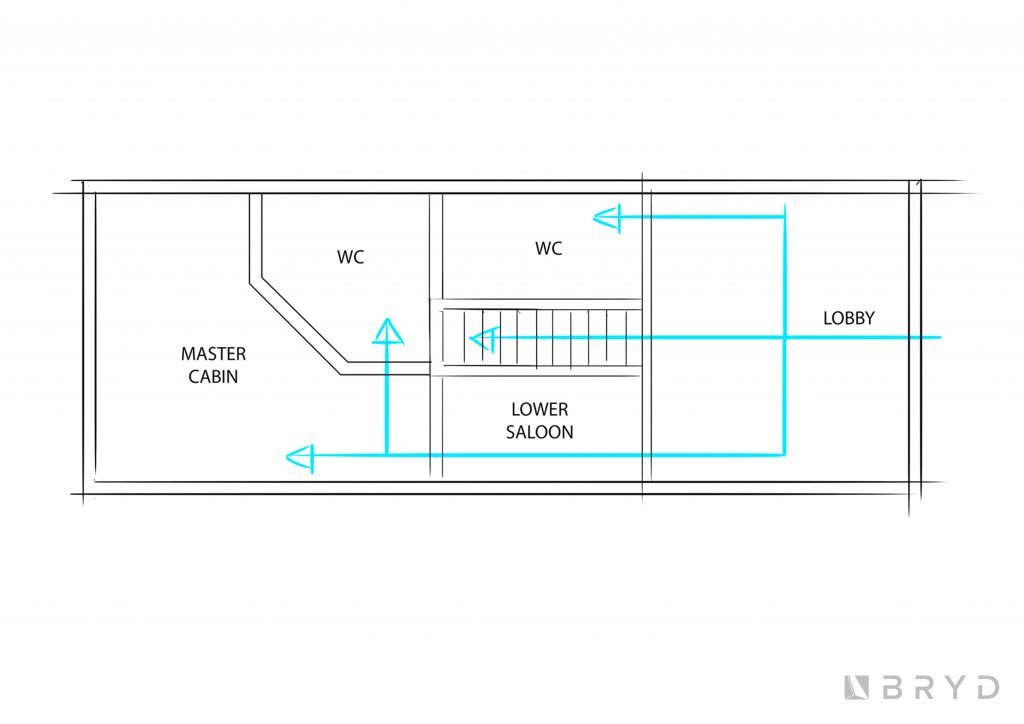 50′ Houseboat ideation drawing