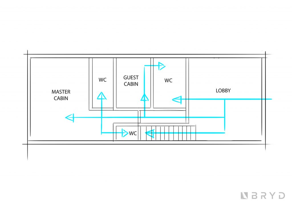 50′ Houseboat ideation drawing