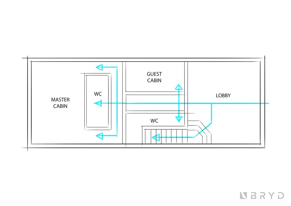 50′ Houseboat ideation drawing