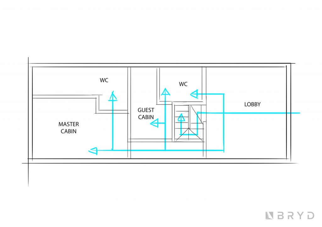 50′ Houseboat ideation drawing