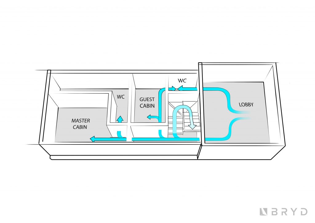 50′ Houseboat ideation drawing